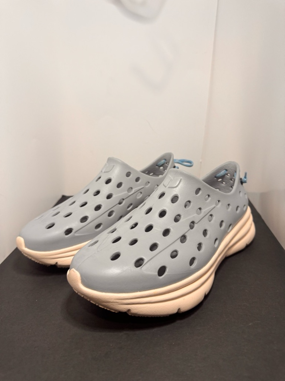 Light Gray Slip-On Perforated Women’s Sandals